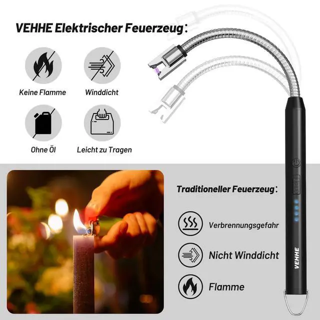 Alt view image 3 of 7 - Electric Candle Lighter, Flexible Neck Windproof USB C Rechargeable