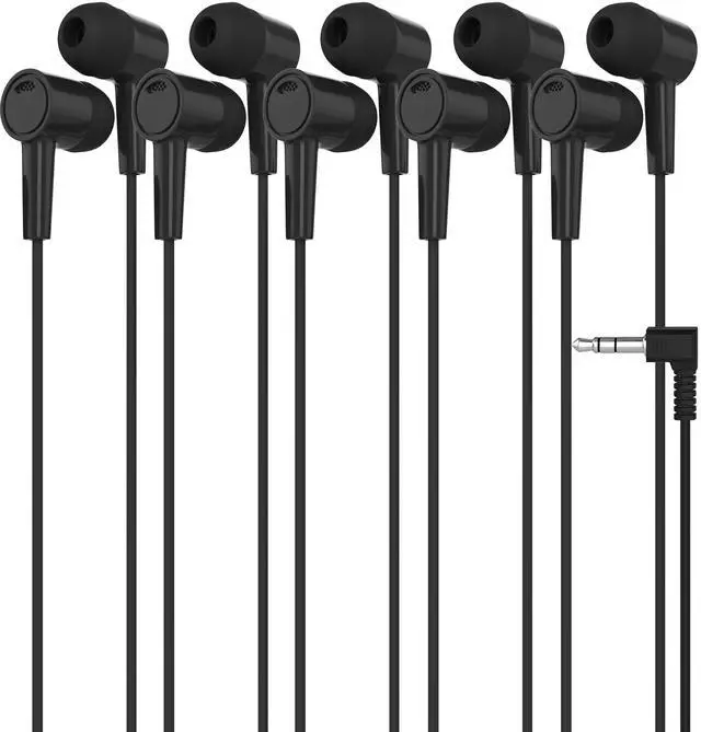Main image of 5 Pack Earbuds in-Ear Stereo Headphones for School Classroom, Library, Travel, Gym 3.5mm Jack, Tangle-Free Wired Earphones for MP3, Phones, Computer and Laptops, Black