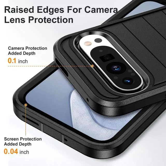 Alt view image 3 of 7 - for Google Pixel 9 Pro XL Case, Shockproof, Dust Proof,Foldable Stand,3 in 1,Military Grade Durable Heavy Duty Protection Cover for Google Pixel 9 Pro XL 6.8"-Black