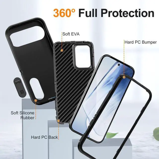 Alt view image 4 of 7 - for Google Pixel 9 Pro XL Case, Shockproof, Dust Proof,Foldable Stand,3 in 1,Military Grade Durable Heavy Duty Protection Cover for Google Pixel 9 Pro XL 6.8"-Black