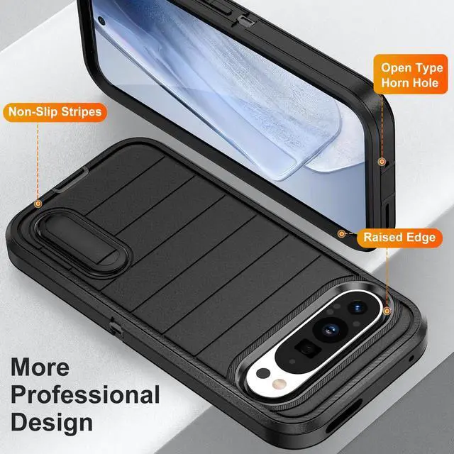 Alt view image 5 of 7 - for Google Pixel 9 Pro XL Case, Shockproof, Dust Proof,Foldable Stand,3 in 1,Military Grade Durable Heavy Duty Protection Cover for Google Pixel 9 Pro XL 6.8"-Black