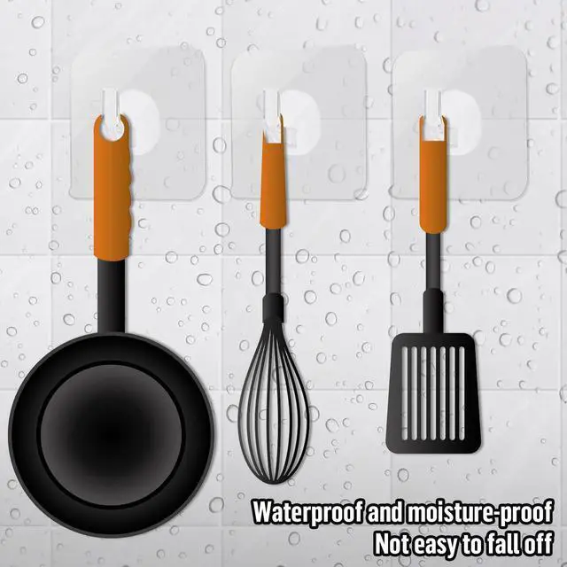 Alt view image 3 of 7 - 12 Pack Adhesive Hooks Clear Plastic Waterproof Heavy Duty Sticky Wall Ceiling Door Window Pothook Home Kitchen Bathroom Shower Office for Hanging Hat Towel Picture Coats (12)