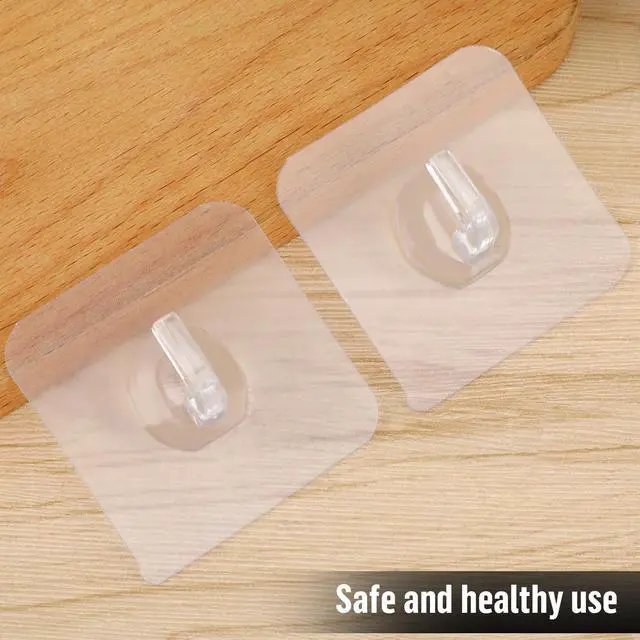 Alt view image 7 of 7 - 12 Pack Adhesive Hooks Clear Plastic Waterproof Heavy Duty Sticky Wall Ceiling Door Window Pothook Home Kitchen Bathroom Shower Office for Hanging Hat Towel Picture Coats (12)