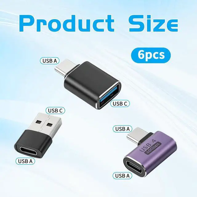 Alt view image 3 of 7 - 6 Pack USB Adapter, USB Male to C Female OTG Adapter Type C Adapters Compatible with Most Electronic Products Cell Phone Laptops Tablets Charging Data Transfer (Black, Silver, Purple)