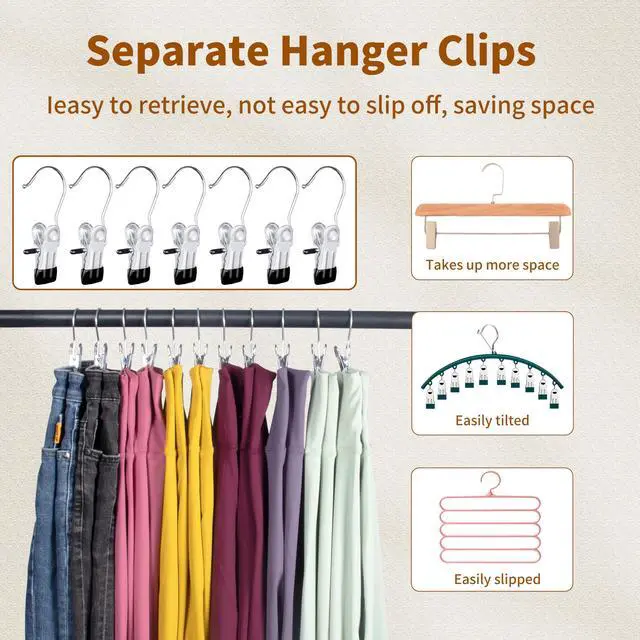 Alt view image 2 of 6 - Legging Organizer for Closet,Pants Hangers Space Saving,10 Pack,Metal Yoga Pants Hangers with Clips and Soft Rubber Coated Sleeve.Space Saving Hanger Closet Organizers and Storage