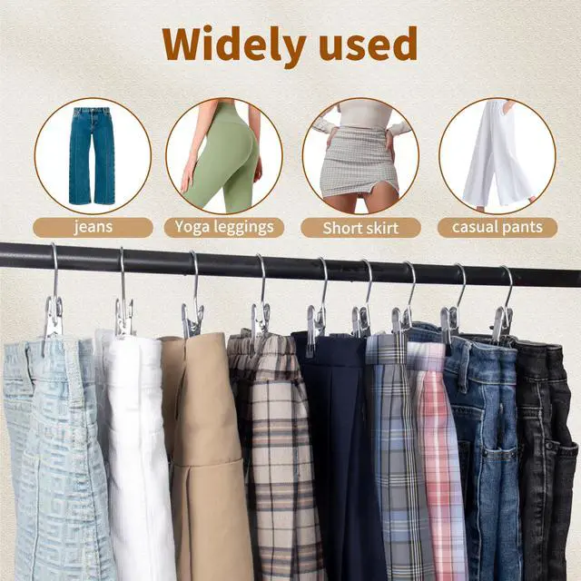 Alt view image 5 of 6 - Legging Organizer for Closet,Pants Hangers Space Saving,10 Pack,Metal Yoga Pants Hangers with Clips and Soft Rubber Coated Sleeve.Space Saving Hanger Closet Organizers and Storage