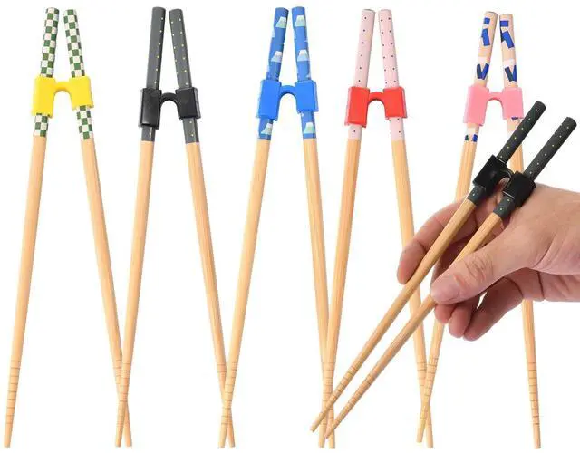 Main image of 5 Pairs Reusable Learning Chopsticks, Children And Adults Training Chopsticks Set , With Assistant Trainer, Suitable For Beginners, Easy To Hold,Dishwasher Washable (8.86 Inches)