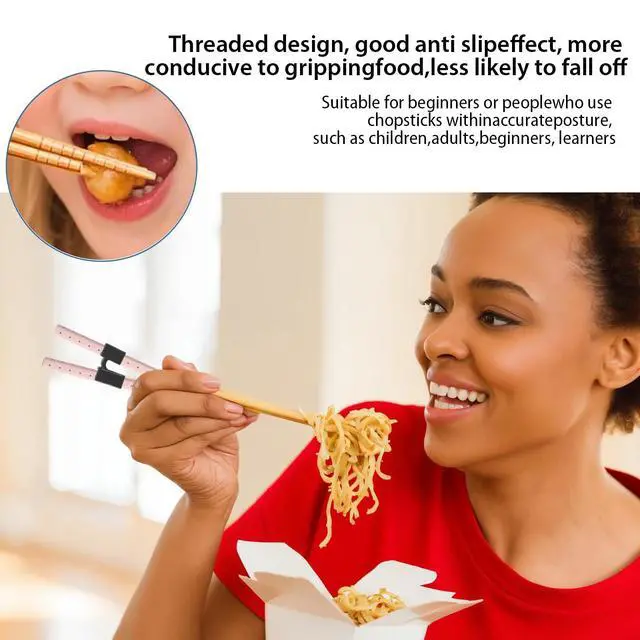 Alt view image 6 of 7 - 5 Pairs Reusable Learning Chopsticks, Children And Adults Training Chopsticks Set , With Assistant Trainer, Suitable For Beginners, Easy To Hold,Dishwasher Washable (8.86 Inches)