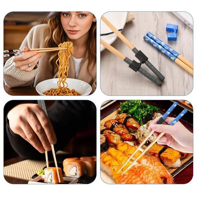 Alt view image 7 of 7 - 5 Pairs Reusable Learning Chopsticks, Children And Adults Training Chopsticks Set , With Assistant Trainer, Suitable For Beginners, Easy To Hold,Dishwasher Washable (8.86 Inches)