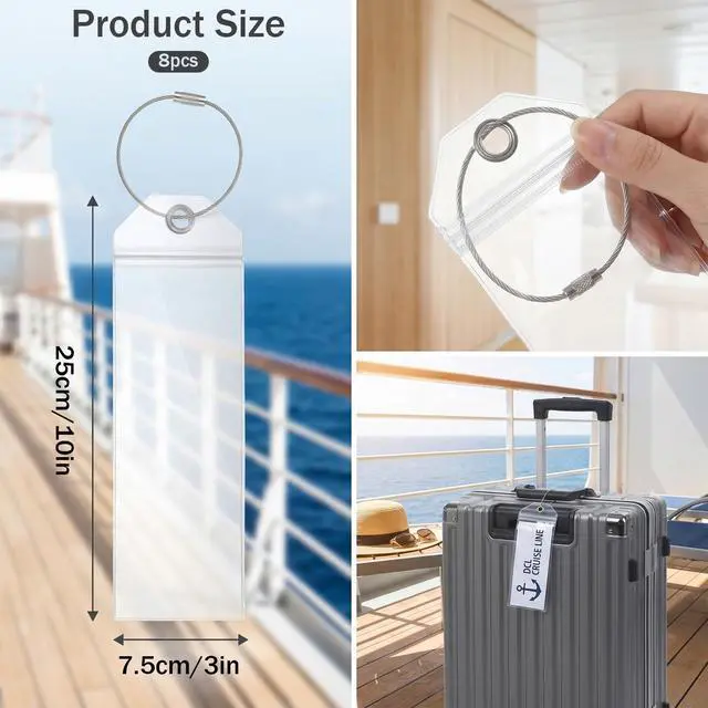 Alt view image 2 of 7 - 8 Pack Cruise Tag Holders for Luggage, Cruise Luggage Tag Holders