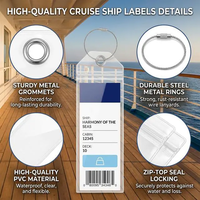 Alt view image 3 of 7 - 8 Pack Cruise Tag Holders for Luggage, Cruise Luggage Tag Holders