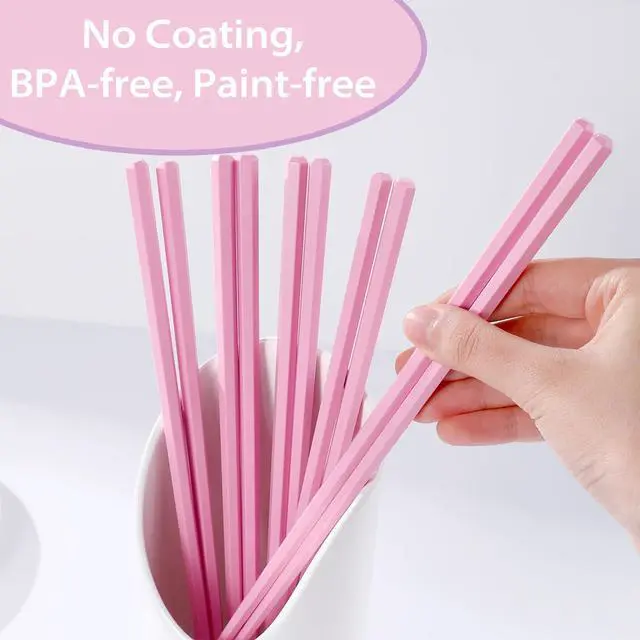 Alt view image 7 of 7 - 10 Pairs Reusable Fiberglass Chopsticks Non-Slip, Dishwasher Safe, 9.63inch
