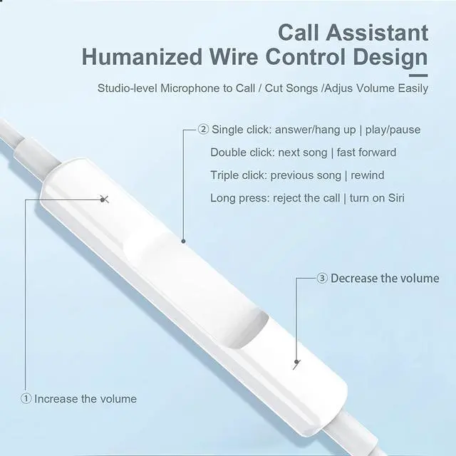 Alt view image 3 of 7 - Wired Earbuds with Microphone and Volume Control, in-Ear Headphones