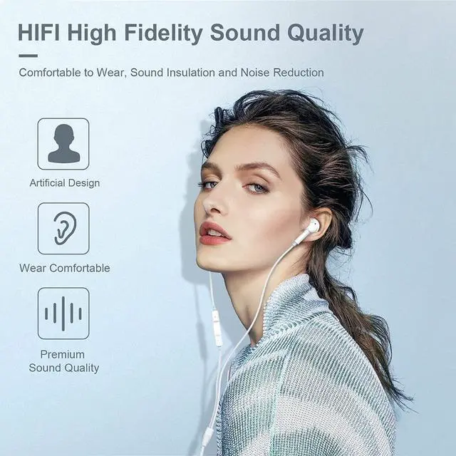 Alt view image 7 of 7 - Wired Earbuds with Microphone and Volume Control, in-Ear Headphones
