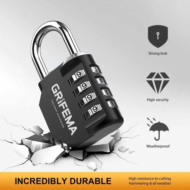 Alt view image 5 of 7 - Combination Lock - 4 Digit Locker Lock Waterproof Resettable Padlock, Heavy Duty Zinc Alloy Security Lock for Gym School Locker, Toolbox, Gate, Fence, Cabinet, Storage, Indoor & Outdoor Use