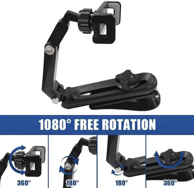 Alt view image 3 of 6 - 360° Rotatable Car Sun Visor Phone Holder, Foldable & Retractable Rear View Mirror Cell Phone Mount, Universal Mobile Phone Holder Auto Smartphone Cradle for Most iPhone Samsung (Black&Grey)