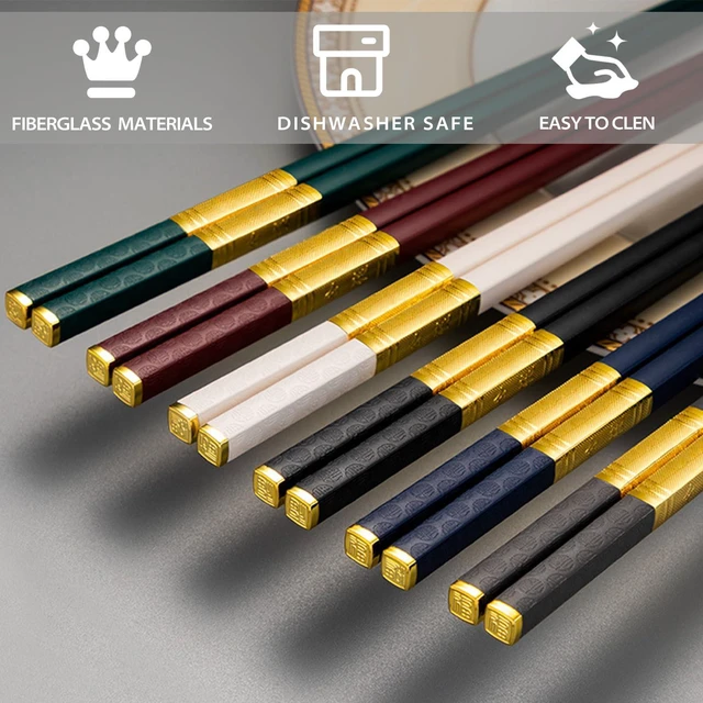 Alt view image 2 of 6 - 5 Pairs Chopsticks-Reusable Chopsticks Dishwasher Safe, 9.96 inch/25.3cm Matte Non-Slip Fiberglass Chop Sticks, Chinese/Japanese Korean Chop Stick Gift, White