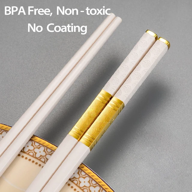 Alt view image 4 of 6 - 5 Pairs Chopsticks-Reusable Chopsticks Dishwasher Safe, 9.96 inch/25.3cm Matte Non-Slip Fiberglass Chop Sticks, Chinese/Japanese Korean Chop Stick Gift, White