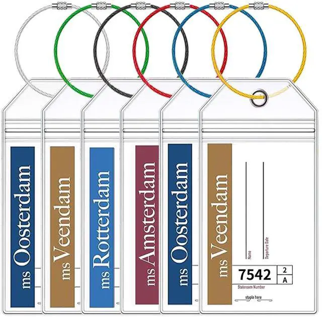 Main image of 6 Pcs Holland America Cruise Luggage Tag Holders, Zip Seal Clear Cruise Luggage Tag Holder with Steel Loops Fits for Holland America & Carnival Cruise Essentials Must Haves 2025-2026 (6 Holders)