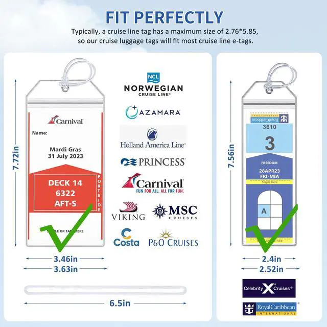Alt view image 2 of 7 - 8 Pack Cruise Luggage Tag Holder, Cruise Essentials 2026 for NCL, Princess, Carnival, Royal Caribbean and Celebrity Cruise Luggage Tags for Travel Essentials by SEAVILIA