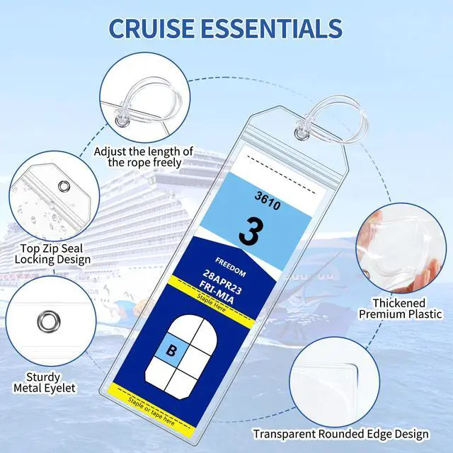 Alt view image 5 of 7 - 8 Pack Cruise Luggage Tag Holder, Cruise Essentials 2026 for NCL, Princess, Carnival, Royal Caribbean and Celebrity Cruise Luggage Tags for Travel Essentials by SEAVILIA
