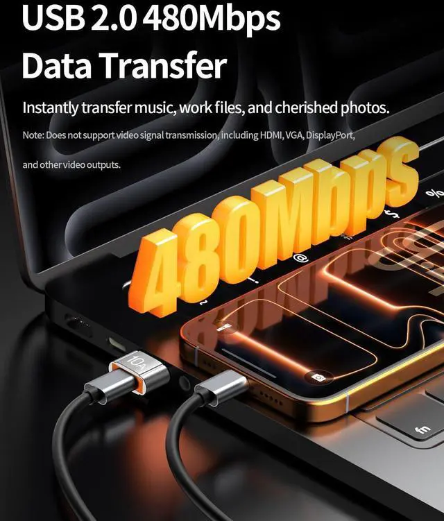 Alt view image 3 of 7 - USB to USB C Adapter 4 Pack,10A 200W Fast Charging Data Transfer