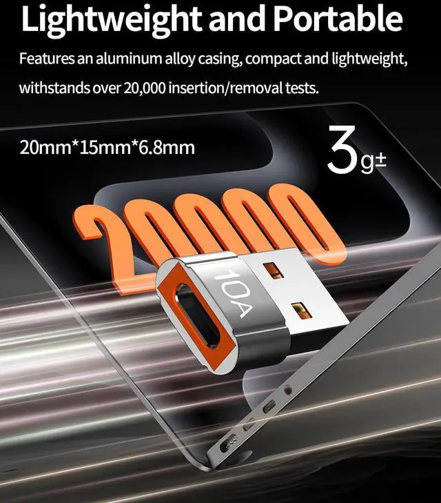 Alt view image 4 of 7 - USB to USB C Adapter 4 Pack,10A 200W Fast Charging Data Transfer