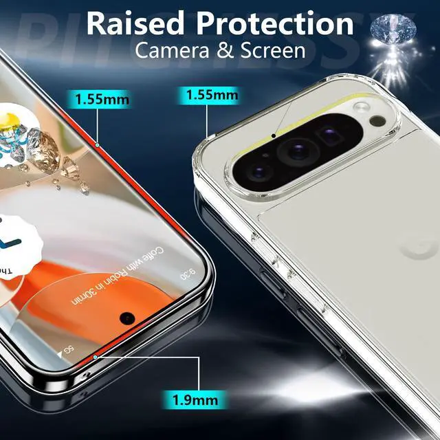 Alt view image 4 of 7 - for Google Pixel 9 Pro XL Slim Case, Rugged Anti-Drop Shockproof Scratch Protective Thin Transparent Cell Phone Cover-Crystal Clear