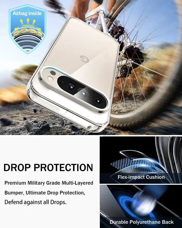 Alt view image 5 of 7 - for Google Pixel 9 Pro XL Slim Case, Rugged Anti-Drop Shockproof Scratch Protective Thin Transparent Cell Phone Cover-Crystal Clear
