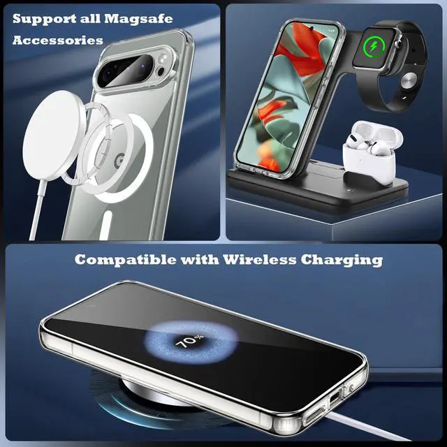 Alt view image 6 of 7 - for Google Pixel 9 Pro XL Slim Case, Rugged Anti-Drop Shockproof Scratch Protective Thin Transparent Cell Phone Cover-Crystal Clear