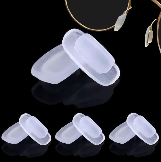 Main image of Nose Pads 4 Pair of Replacement Square Premium Grade Soft Silicone - Rectangle Shaped Slide/Push-in Nose Pads