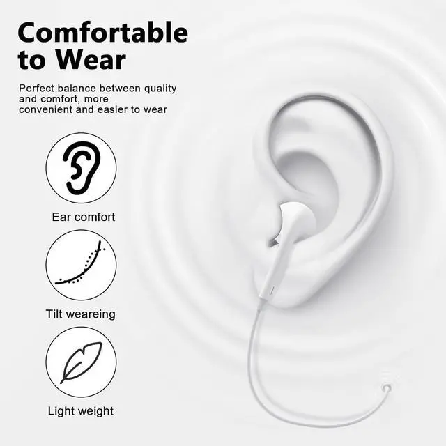 Alt view image 2 of 7 - Wired Earbuds,Ultra Clear Calls & no Noise Headphones Earbuds Wired 3.5mm, in-Ear Earphones with Mic, Compatible with iPhone/iPad/Android/Laptop/PC 2 Pack