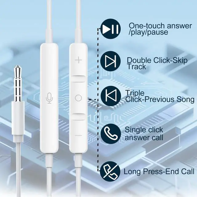 Alt view image 3 of 7 - Wired Earbuds,Ultra Clear Calls & no Noise Headphones Earbuds Wired 3.5mm, in-Ear Earphones with Mic, Compatible with iPhone/iPad/Android/Laptop/PC 2 Pack