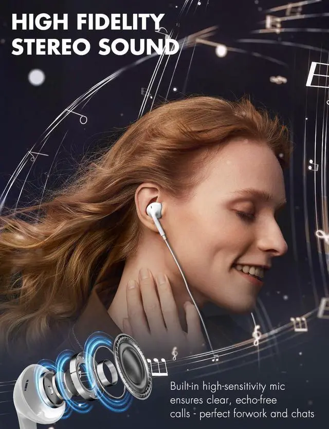Alt view image 6 of 7 - Wired Earbuds,Ultra Clear Calls & no Noise Headphones Earbuds Wired 3.5mm, in-Ear Earphones with Mic, Compatible with iPhone/iPad/Android/Laptop/PC 2 Pack