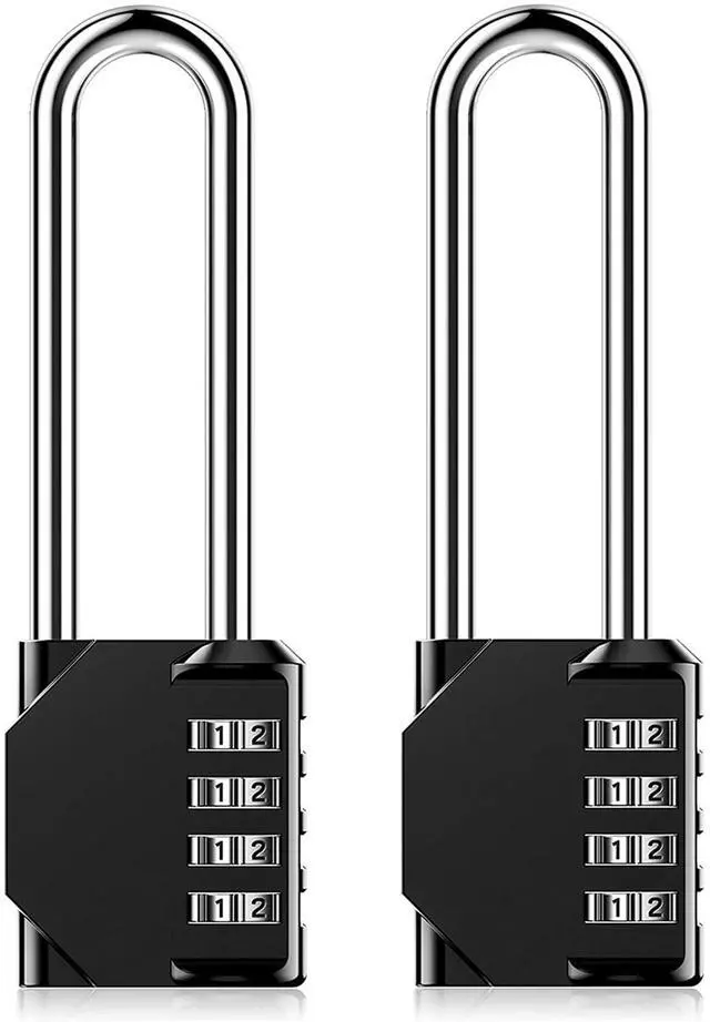 Main image of 3.2 Inch Ultra Long Shackle Resettable Combination Padlock, 4 Digit Set Your Own Combination Combo Lock Outdoor for School Gym Employee Locker Lock, Hasp Storage, Fence Gate, Toolbox - 2 Pack