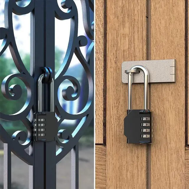 Alt view image 6 of 7 - 3.2 Inch Ultra Long Shackle Resettable Combination Padlock, 4 Digit Set Your Own Combination Combo Lock Outdoor for School Gym Employee Locker Lock, Hasp Storage, Fence Gate, Toolbox - 2 Pack