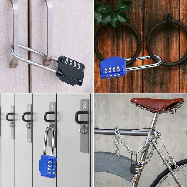 Alt view image 7 of 7 - 3.2 Inch Ultra Long Shackle Resettable Combination Padlock, 4 Digit Set Your Own Combination Combo Lock Outdoor for School Gym Employee Locker Lock, Hasp Storage, Fence Gate, Toolbox - 2 Pack
