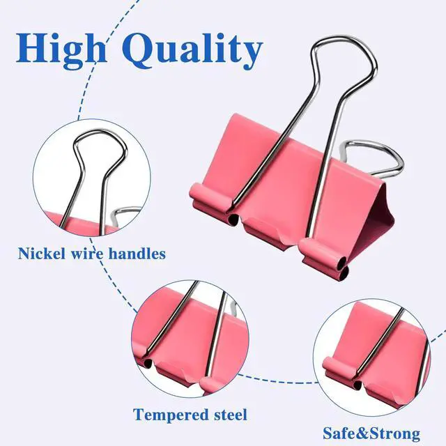 Alt view image 3 of 7 - 100 Pcs Binder Clips, Assorted Sizes, Multicolor