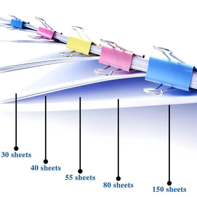 Alt view image 4 of 7 - 100 Pcs Binder Clips, Assorted Sizes, Multicolor