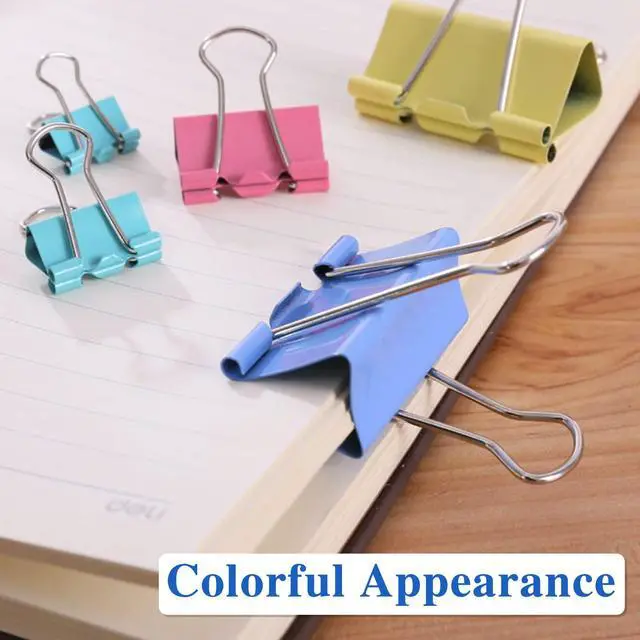 Alt view image 5 of 7 - 100 Pcs Binder Clips, Assorted Sizes, Multicolor