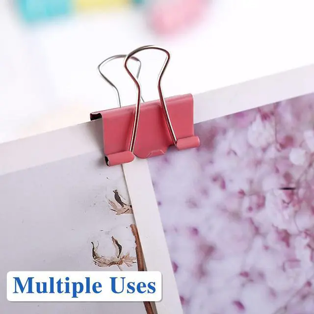 Alt view image 6 of 7 - 100 Pcs Binder Clips, Assorted Sizes, Multicolor