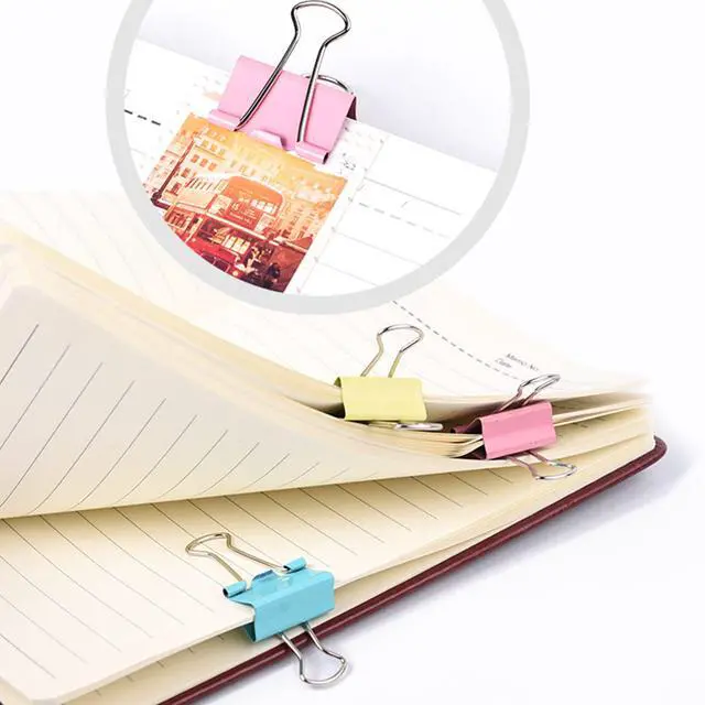 Alt view image 7 of 7 - 100 Pcs Binder Clips, Assorted Sizes, Multicolor