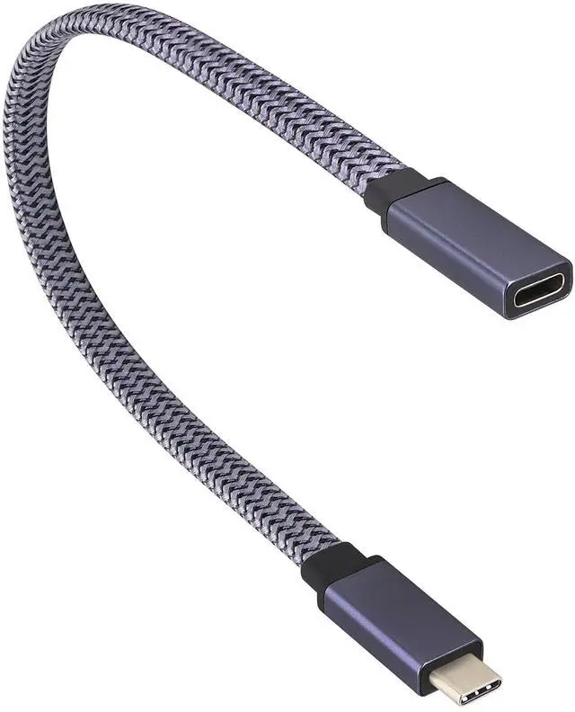Main image of Braided USB 3.1 Type c to Type C Connector Cable 60W&3A Short Type C 3.1 USB Male to Female Extension Cable Supports Charging,Data,Audio,Video Cable for Laptop&Tablet&Mobile Phone.(0.3M-M/F)