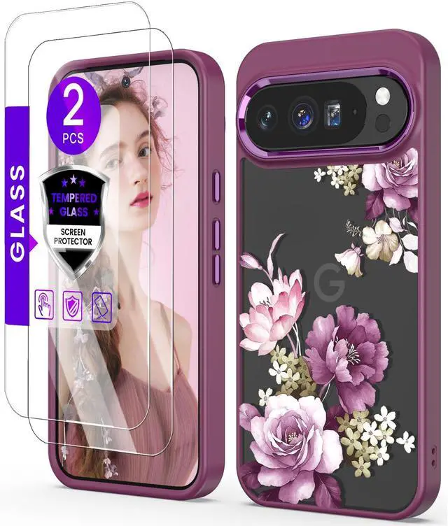 Main image of Crystal Clear Flower Pattern Case for Google 10 Pro XL-Purple