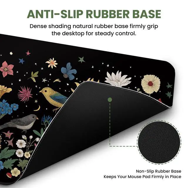 Alt view image 3 of 7 - Aesthetic Desk Mat, Cute Enchanted Garden Desk Pad Protector for Work & Decor, 31.5" x 11.8", Pretty Non-Slip Extended Mouse Pad for Office or Home
