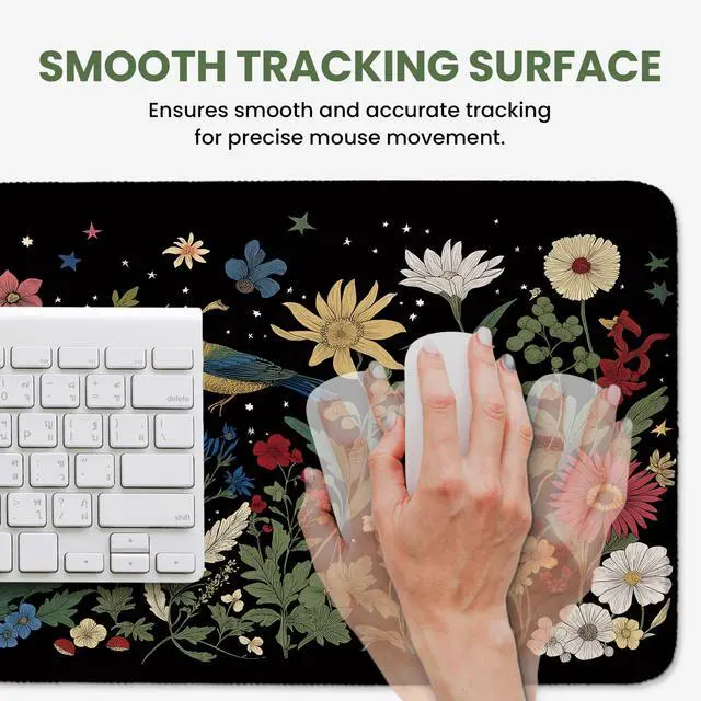 Alt view image 4 of 7 - Aesthetic Desk Mat, Cute Enchanted Garden Desk Pad Protector for Work & Decor, 31.5" x 11.8", Pretty Non-Slip Extended Mouse Pad for Office or Home