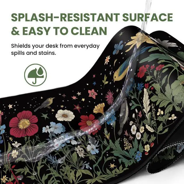 Alt view image 5 of 7 - Aesthetic Desk Mat, Cute Enchanted Garden Desk Pad Protector for Work & Decor, 31.5" x 11.8", Pretty Non-Slip Extended Mouse Pad for Office or Home