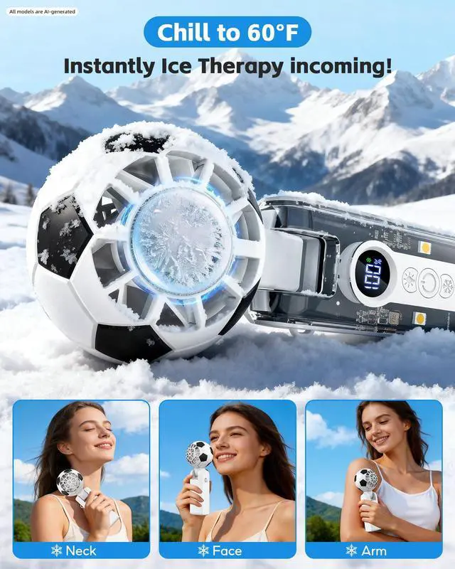 Alt view image 2 of 7 - Portable Handheld Turbo Fan, Rechargeable 3 In 1 Soccer Fan