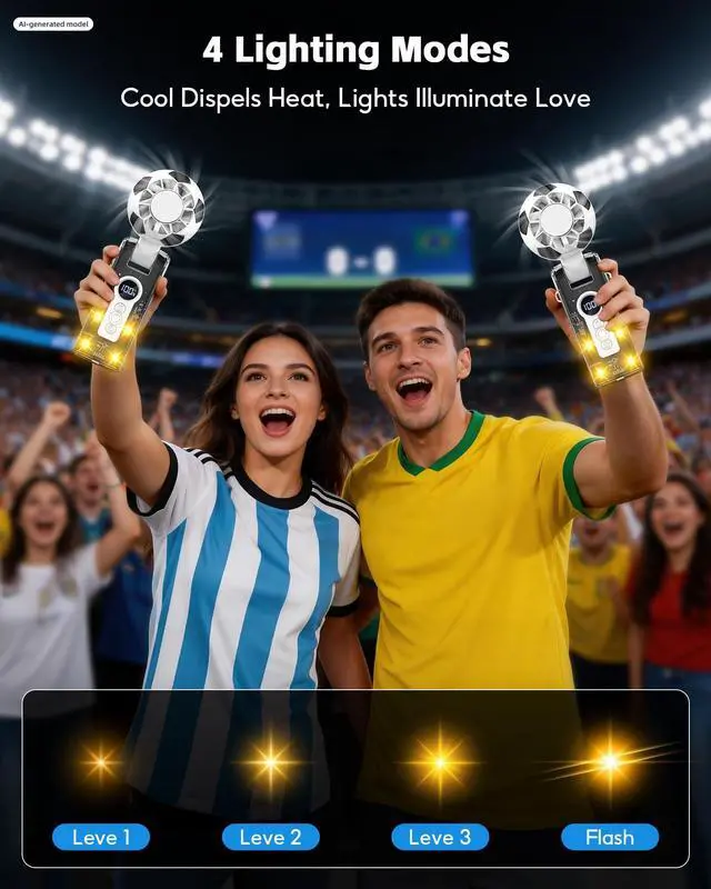 Alt view image 5 of 7 - Portable Handheld Turbo Fan, Rechargeable 3 In 1 Soccer Fan