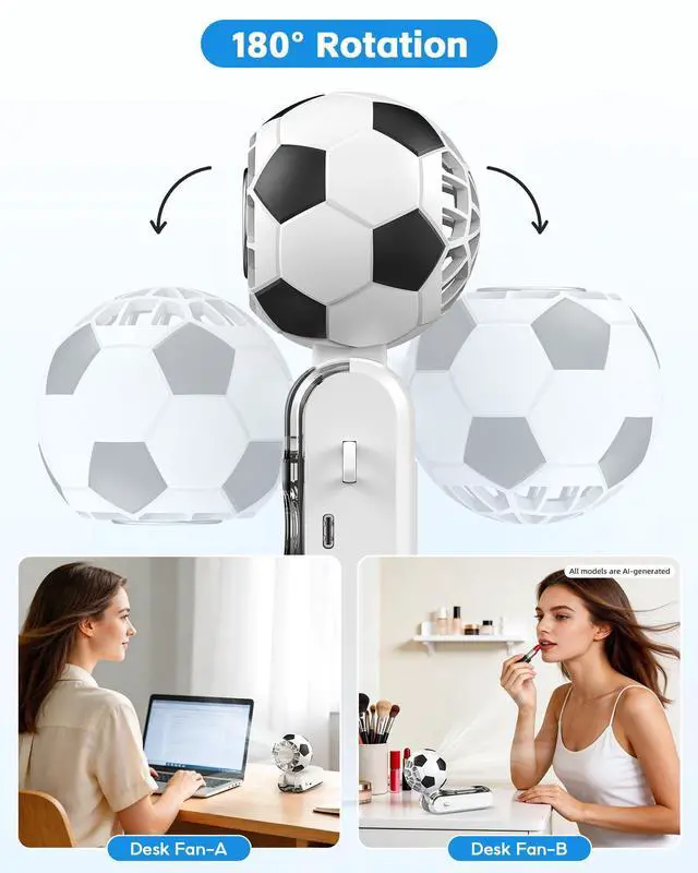 Alt view image 7 of 7 - Portable Handheld Turbo Fan, Rechargeable 3 In 1 Soccer Fan